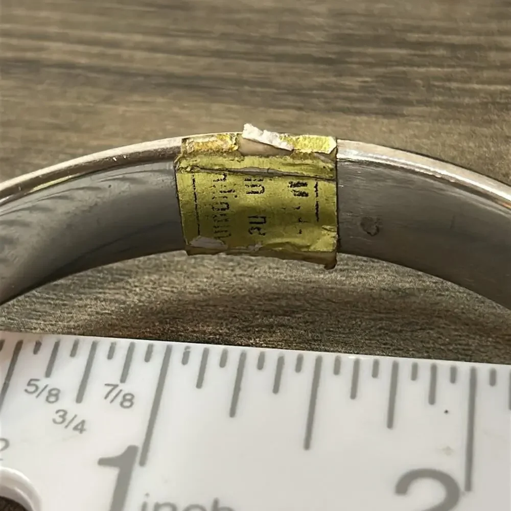 MOP inlay silver tone Bangle Bracelet #774 made in Phillipines